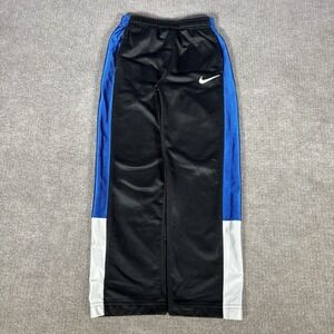 Nike Track Pants Youth Boys Size 6/M 5-6 Years Black Blue Striped Athletic Baggy
